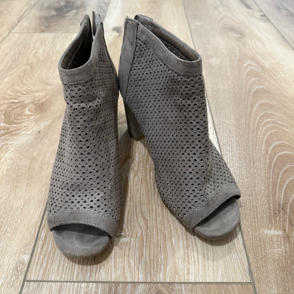 Perforated Gray Ankle Boots